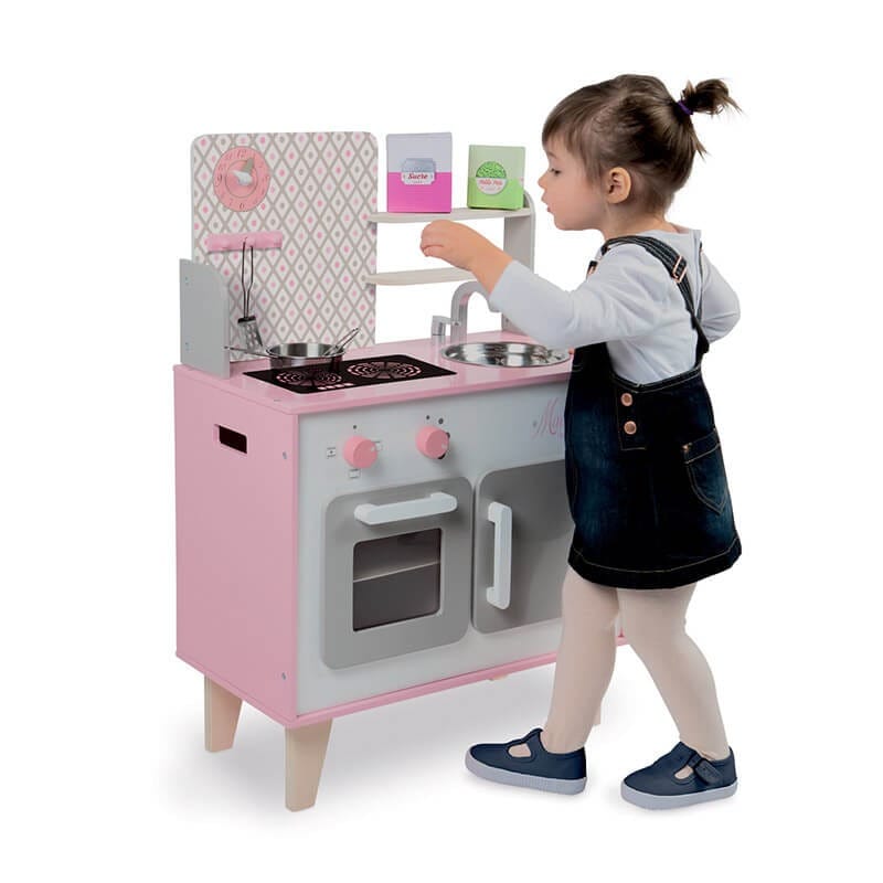 cocinita blanca y rosa janod juego