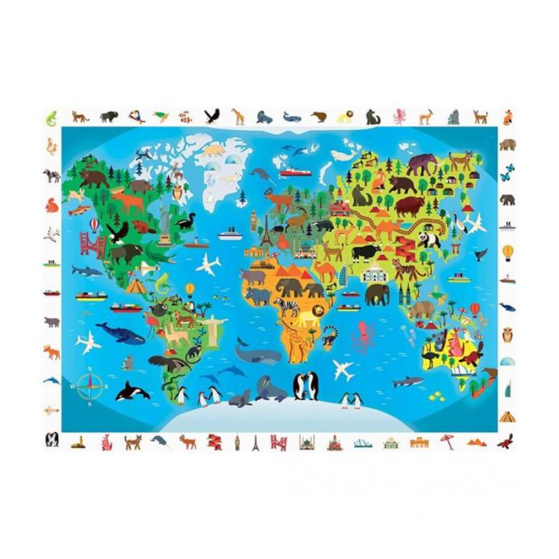 puzzle observacion planisferio animal