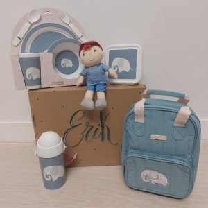 caja bebe azul elefante