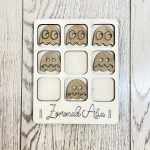 Tres en raya Zorionak Aita en madera