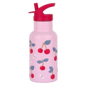 botella acero cerezas