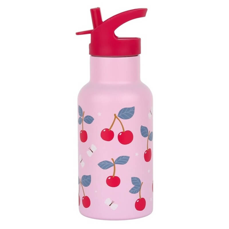 botella acero cerezas