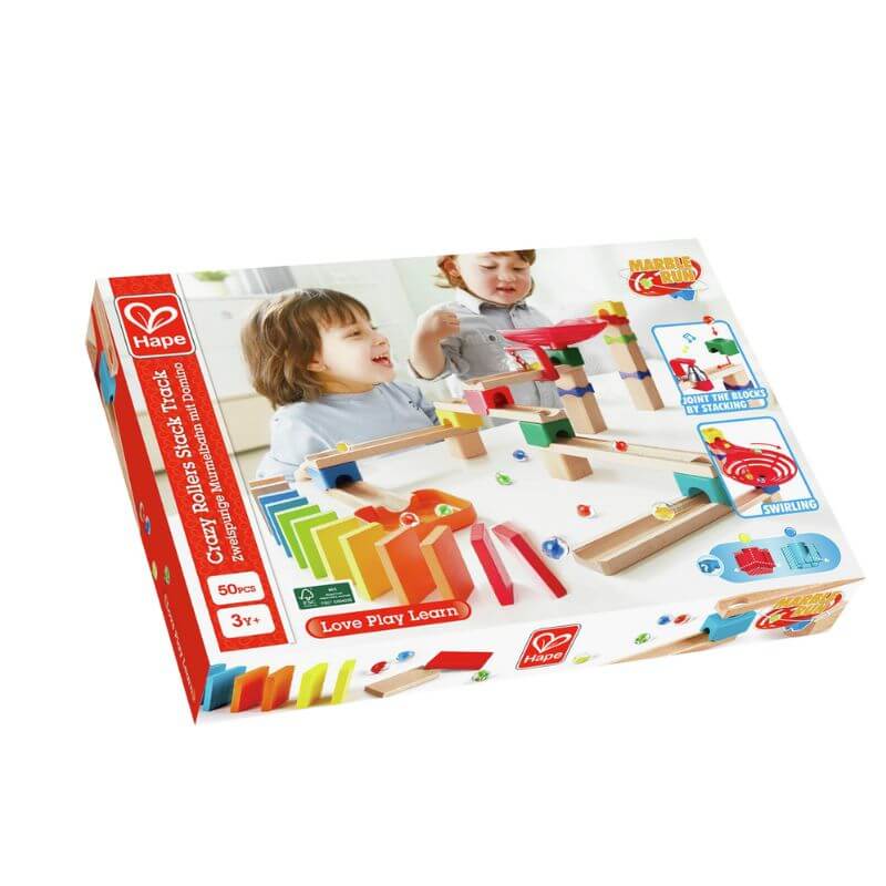 caja pista de canicas rally hape